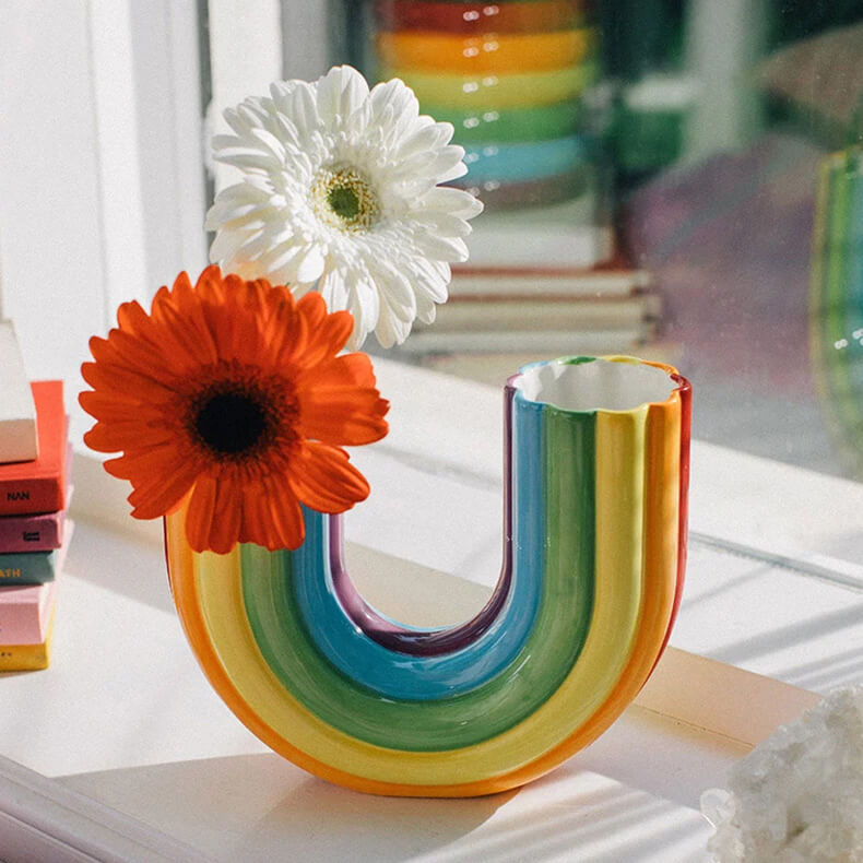DOIY Ceramic Rainbow Double Vase